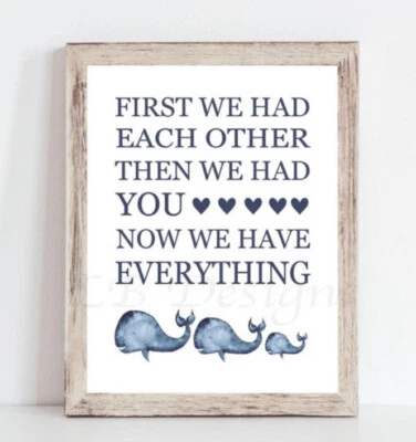 Estampado de guardería de ballena náutica para niño, decoración de habitación de bebé costero para bebé niño 8x10 sin marco Foto 1 de 2