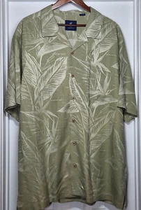 Caribbean Joe Hawaiihemd Erwachsene 2XL grün Palmblatt Blumenmuster 100% Seide - Bild 1 von 9