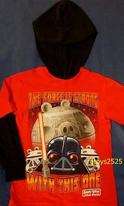 Star Wars Angry Birds The Force hooded t-shirt 4 5 6 7 8 10-12 14 16 18 New  - Picture 1 of 2