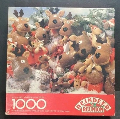 Vintage Springbok Jigsaw Puzzle Reindeer Reunion Rodney 1000 Pieces 24x30" - Image 1 of 4
