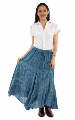 Scully Womens Adorned Multi Panels Blue 100% Rayon Skirt - Image 1 of 4