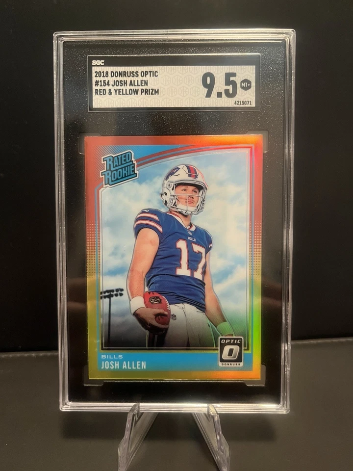 2018 Panini Donruss Optic Josh Allen Red Yellow Prizm Rated Rookie SGC 9.5 Mint+ - Image 1 of 2