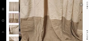 Linen Drapery Panels Cream & Khaki. W: 50 1/2" L: 88 1/2" - Picture 1 of 8