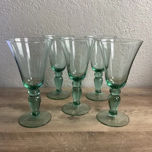 5 Mikasa Domaine Hand Blown Green Wine Water Glasses Goblets Elegant Holiday - Picture 1 of 3