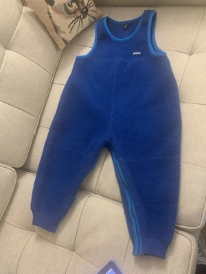 Vintage Patagonia Fleece Toddler Overalls L Snowbibs Made In USA Zip Crotch 90s - Image 1 of 4