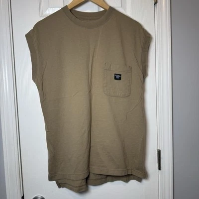Camiseta de trabajo para paredes sin mangas con bolsillo marrón algodón para hombre mediana sin manchas Foto 1 de 4