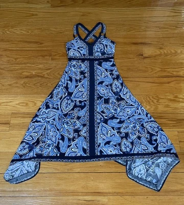 INC International Concepts женщина синий белый макси платье богемное стиль размер средний - Изображение 1 из 4