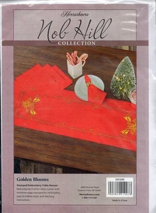 NIP!!! STAMPED EMBROIDERY KIT GOLDEN BLOOMS TABLE RUNNER - Picture 1 of 2