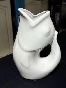 White Fish GurglePot 9” Pitcher Very Good Condition - Picture 1 of 4