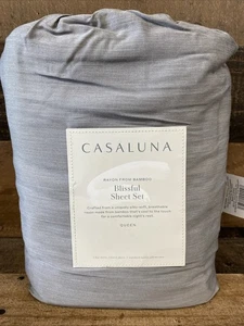 Casaluna Queen 400 Thread Count Rayon from Bamboo Blissful Sheet Set Gray - Picture 1 of 8