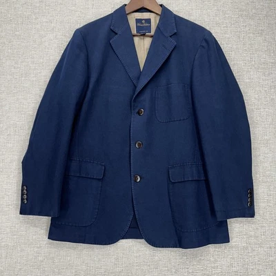 Brooks Brothers Blazer мужской средний темно-синий льняной хлопок нашивка карман спортивное пальто - Изображение 1 из 4