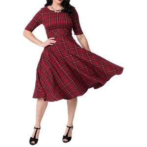 Hell Bunny Irvine Tartan 50er Retro kariertes Swing-Kleid Größe 3X - Bild 1 von 6