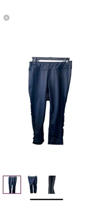 marc new york women’s black leggings cropped with mesh patterned sides medium M - Image 1 of 4