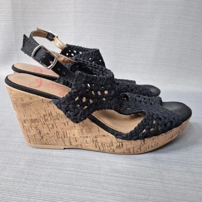 Sandalias JELLYPOP Alexia para mujer negras de corcho con correa al tobillo 9,5 Foto 1 de 4