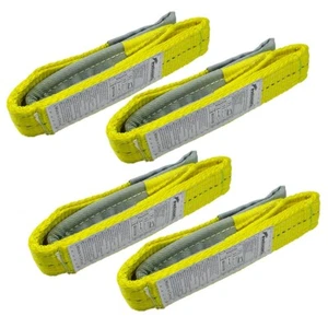 4 Pack 2"x3' Poly Web Sling Lift Tow Strap Flat Eye to Eye Heavy Duty 12400 LBS - Picture 1 of 8