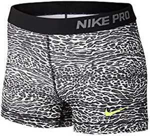 NEW NIKE PRO [S] Womens 3.0" COMPRESSION Shorts-White Leopard 683543-100