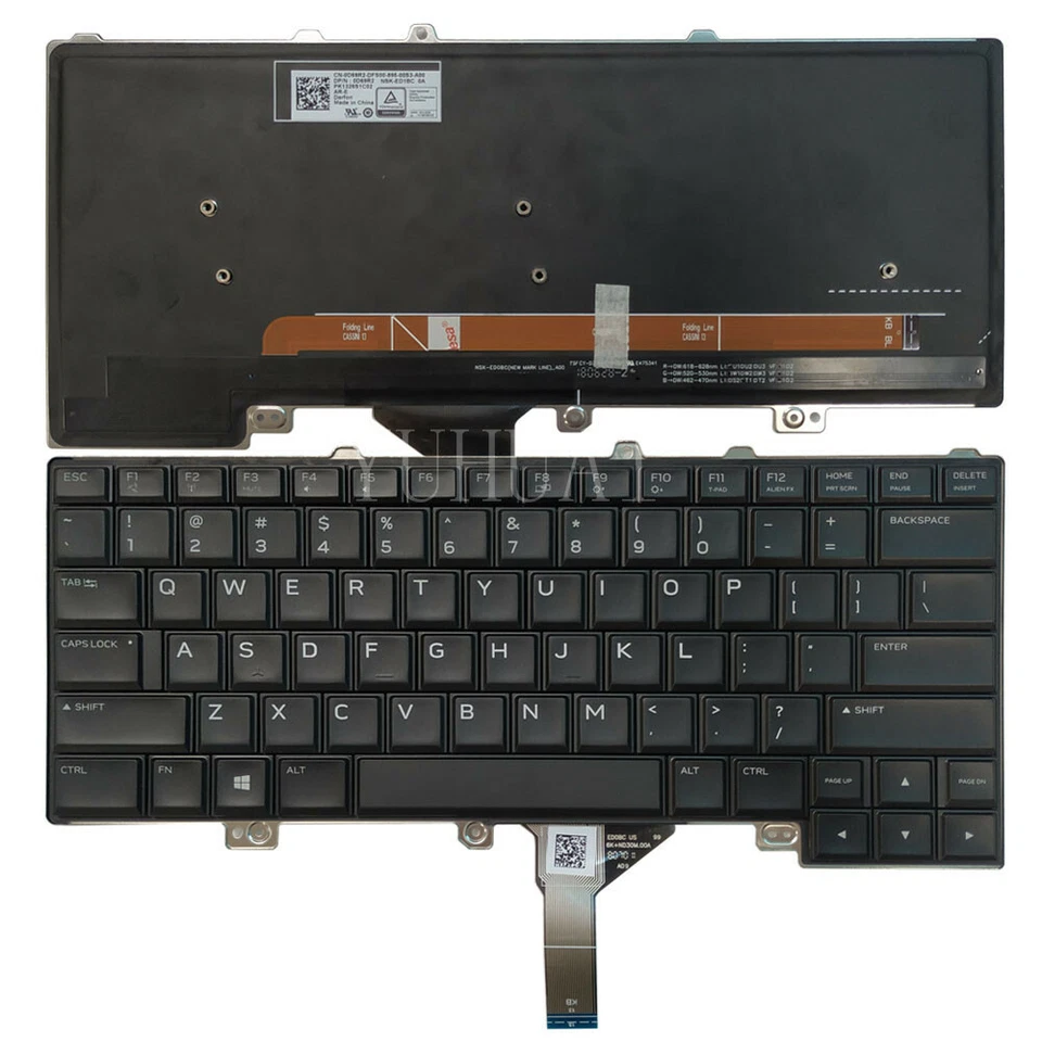 Keyboard for Dell Alienware 15 R3 P69F US Full Colorful Backlit Win8 PK131Q72A00 - Image 1 of 4