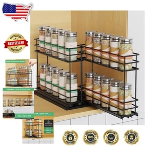 Expandable Pull-Out Spice Rack Shelf Unit - 2 Drawers for Organized Cabinets - Picture 1 of 10