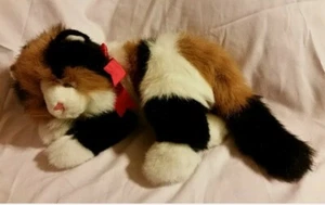 TY CLASSIC 1995 CALICO GATO MAGGIE PELO LARGO GATITO 15" LINDO CINTA ROJA DE COLECCIÓN - Imagen 1 de 5