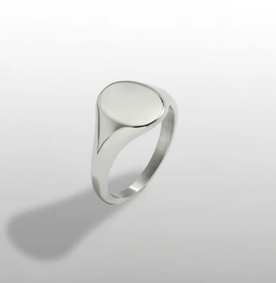 Smooth Signet Men's Ring, 925 Solid Sterling Silver, Signet Men's Ring For Gift - Image 1 of 4