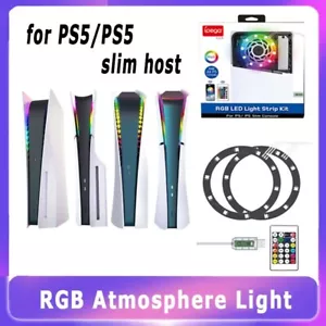 For PS5/PS5 Slim Console USB RGB LED Light Strip Kit LED RGB Colorful Light Ring - Picture 1 of 6