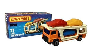 Matchbox Superfast n.11 Trasportatore Auto Vetro Blu (1976) Scatola Originale - Foto 1 di 7