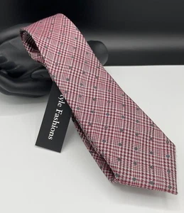Original Penguin Men's 100% Silk Tie ~ Plaids & Checks ~ Red ~ Designer! - Picture 1 of 5