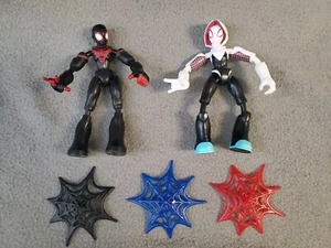 Marvel Bend and Flex Spider-Man Miles Morales & Ghost-Spider Gwen Stacy w/ Webs - Picture 1 of 2