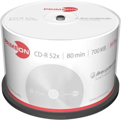 1x50 PRIMEON CD-R Discs Write Once 700MB 80min 52x Cakebox (2761102) NEU 008-353 - Bild 1 von 2