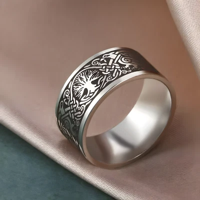 Ring Baum des Lebens – Nordischer Edelstahlring Wikinger Ring Rocker Schmuck - Bild 1 von 4