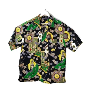 Mens Casino Shirt XL Multicolor Black Geometric Short Sleeve Pocket Box Office - Picture 1 of 12