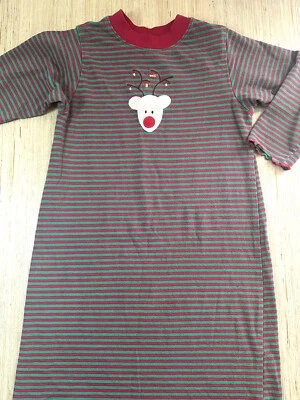 Bailey Boys Girls Size 5 Reindeer Christmas Stripe Nightgown 0092 - Image 1 of 4
