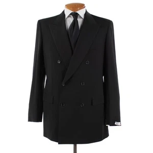 Brioni NWD 100% Wool Tiberio Two Piece Double Breasted Suit Size 43L US In Black - Picture 1 of 14