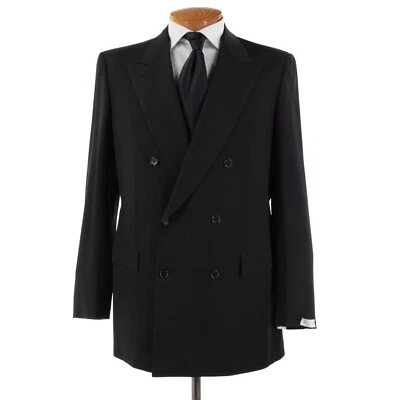 Brioni NWD 100% Wool Tiberio Two Piece Double Breasted Suit Size 43L US In Black - Image 1 of 4