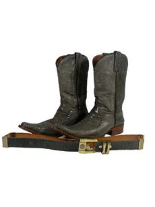 RANCHO Gray Alligator Print Western Cowboy Belt & Boots 29 Or 11 EE Size 36 Belt - Picture 1 of 16