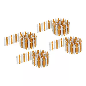 4pcs 35 Inch Miniature Garden Fence Mini Ornament Wood Picket Orange White - Picture 1 of 6