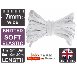 Cordón elástico plano blanco tejido de 7 mm para coser máscaras faciales correas al por mayor - Imagen 1 de 11