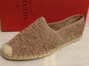 Valentino Beaded embellecida nude estampado floral encaje plano alpargatas $995 - Imagen 1 de 12