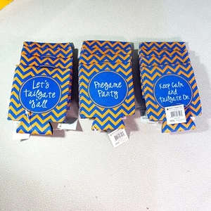 Tailgate Tailgating Coozie Lot Of 12 Tailgate Blue Orange 3 Different Sayings - Picture 1 of 2