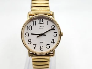 Vintage 1993 Timex Big Reader Watch Adult New Battery Gold Tone Expandable Band - Picture 1 of 16