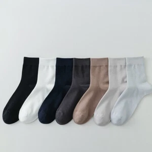 7 Pairs Men Solid Cotton Mid Calf Sports Socks Breathable Mesh Summer Socks - Picture 1 of 20