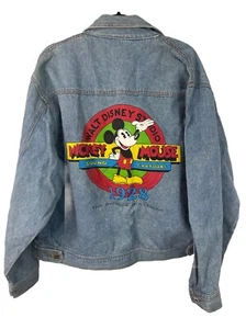 VINTAGE Mickey and Co Denim Jacket Sound Cartoons 1928 Hyperion Hollywood LARGE - Picture 1 of 12