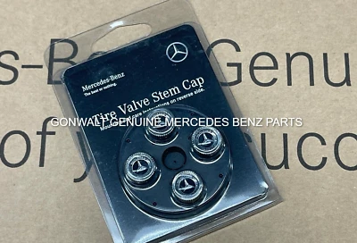 Tapas de vástago de válvula originales Mercedes Benz con corona de laurel negra BQ6400161 Foto 1 de 3