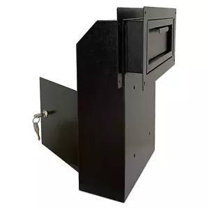 Plugsharge Door Drop Box, Mail Slots, Through The Door Locking Mailbox, Black - Picture 1 of 9
