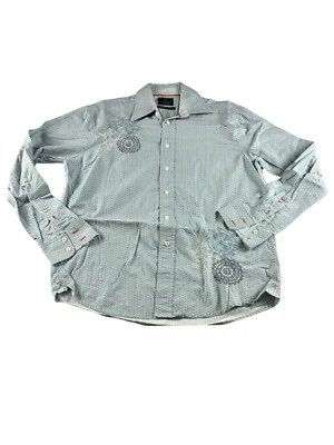 Marc Ecko Mens Shirt Large Long Sleeve Button Up Embroidered Cotton Regular Fit - Image 1 of 4