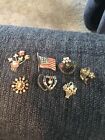 Lot Of 7 Vintage Costume Pins With Stones