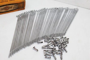 1970-78 Harley Ironhead XL Sportster Rear 18" Wheel Chrome Spokes Nipples NOS - Picture 1 of 14
