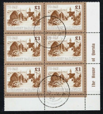 GB GUERNSEY Postage Due £1 Stamps Block of Six Imprint CTO 1985 CDS Used SS2312 - Image 1 of 4