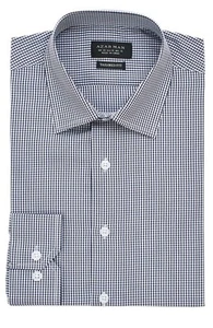 New Mens Dress Shirt Plaid Black Tailored Slim Fit Wrinkle Free Cotton AZAR MAN - Picture 1 of 4