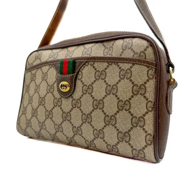 Gucci GG PVC Leather Sherry Line Crossbody Shoulder Bag Brown Vintage Authentic - Image 1 of 4